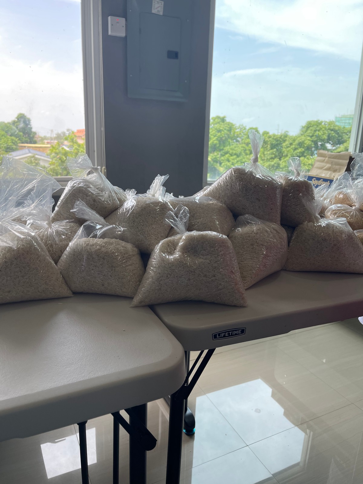 Supplies prepared for a past care package distribution
